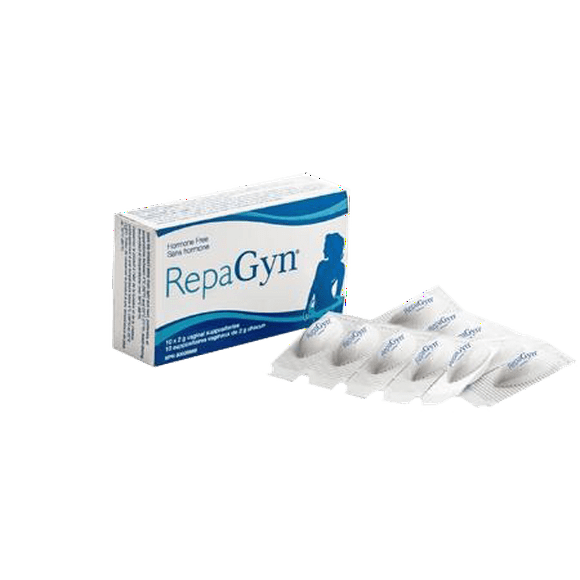 RepaGyn Vaginal Dryness Moisturizer- 10 vaginal suppositories- Formulated with Hyaluronic Acid for Vaginal Tissue Healing - Natural and Non-hormonal