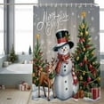 thumbnail image 2 of Grey Christmas Bathroom Shower Curtain Xmas Snowman Tree Elk Snowflake Waterproof Washable Shower Curtains for Bathtub Bath Decor with Grommets and Hook 72 X 72 Inch, 2 of 8
