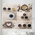 thumbnail image 1 of Coffee Tapestry, Collage of Different Coffee Details on Wooden Table Mugs Beans Organic Concept, Fabric Wall Hanging Decor for Bedroom Living Room Dorm, 5 Sizes, Brown Black Tan, by Ambesonne, 1 of 1