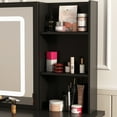 thumbnail image 3 of MONSLIPA Vanity Set w/Sliding Light Mirror, Makeup Vanity Table w/ Stool, Drawers & Storage Shelves for Girl Woman,Black, 3 of 8