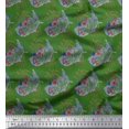 thumbnail image 1 of Soimoi Green Poly Georgette Fabric Text,Star & Firecrackers Party Print Fabric by Yard 52 Inch Wide, 1 of 3