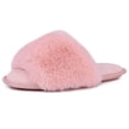 thumbnail image 2 of Women Fuzzy House Slippers Summer Open Toe Furry Slippers Fluffy Memory Foam Slippers for Women, 2 of 5