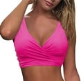 thumbnail image 3 of Uaswgudfs Women's Sporty Sleeveless Swimsuit Top with Deep V-Neckline and Cross-Wrap Design for Active Water Adventures Hot Pink L, 3 of 4