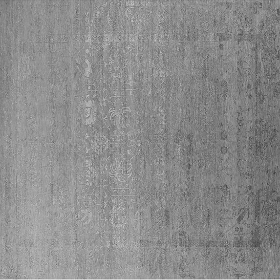 Ahgly Company Indoor Square Oriental Gray Industrial Area Rugs, 3' Square