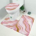 thumbnail image 2 of Pink Marble Gold Line Pattern Bathroom Rugs Sets 3 Piece,Toilet Cover Set,Absorbent Non Slip Bathroom Mats Sets with U-Shaped Contour Rug Toilet Rug Set, 2 of 5
