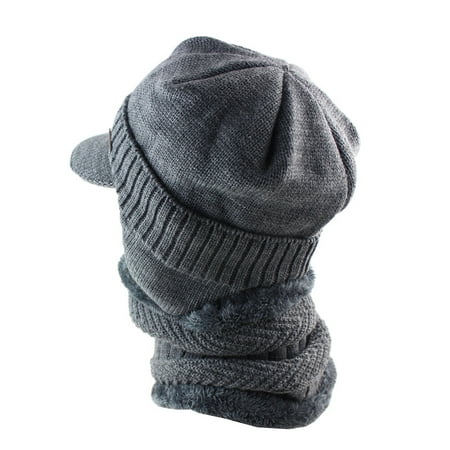 Winter Warm Hat Cap Neck Warmer Set for Men - Grey