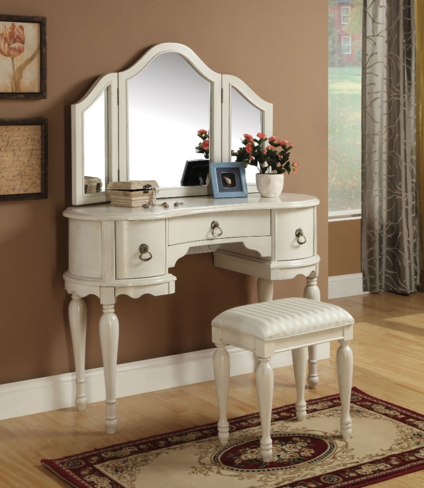White Vanity Desk With Fabric Drawer – Simple & Stylish Dressing Table