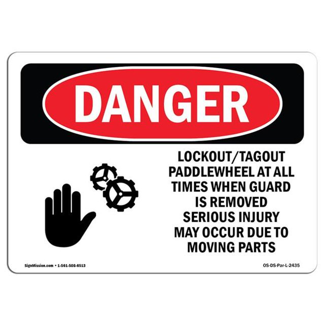 SignMission OS-DS-A-1824-L-2435 18 x 24 Po Panneau de Danger OSHA - Roue à Aubes de Verrouillage en Tout Temps
