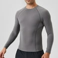 thumbnail image 2 of GuangCheng George Men Quick Dry Shirts Compression Base Layer Long Sleeve Moisture Wicking Stretch Fit Athletic Sports Top,Gray,L, 2 of 7