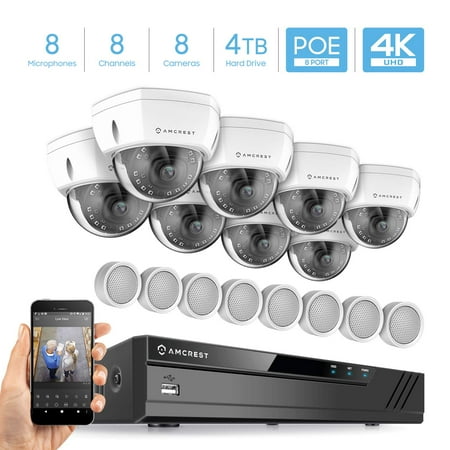 Amcrest 4K Security Camera System w/ 4K 8CH NVR, (8) x 4K