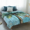 thumbnail image 4 of Coastal Blue Green Blanket Soft Cozy Warm Twin Blanket for Bed, Plush Fuzzy Flannel Fleece Blankets for Sofa, Ocean Beach Tropical Plant Starfish Throw Blankets for Couch, Gifts for Men, 60"x80", 4 of 9