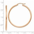 thumbnail image 3 of Real 14kt Rose Gold Polished 2mm Lightweight Tube Hoop Earrings; for Adults and Teens; for Women and Men, 3 of 3