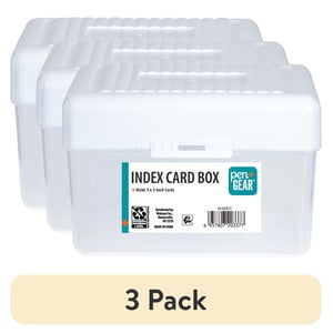 Pen+Gear Index Card Box, 3x5 Clear Desktop Organizer, 3-Pack