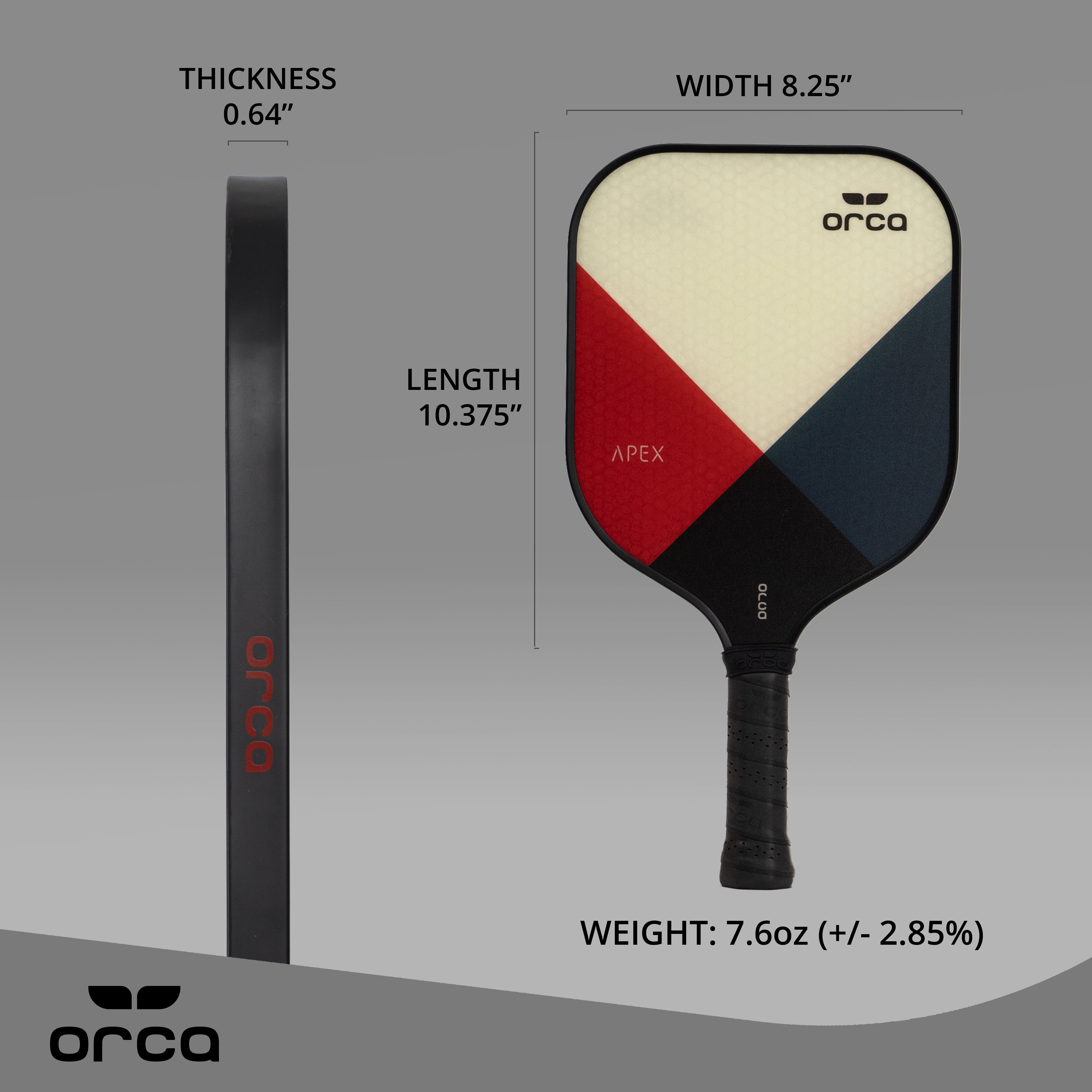 Apex Polymer Honeycomb Pickleball Paddle with Carry Bag, 7.6oz by Orca