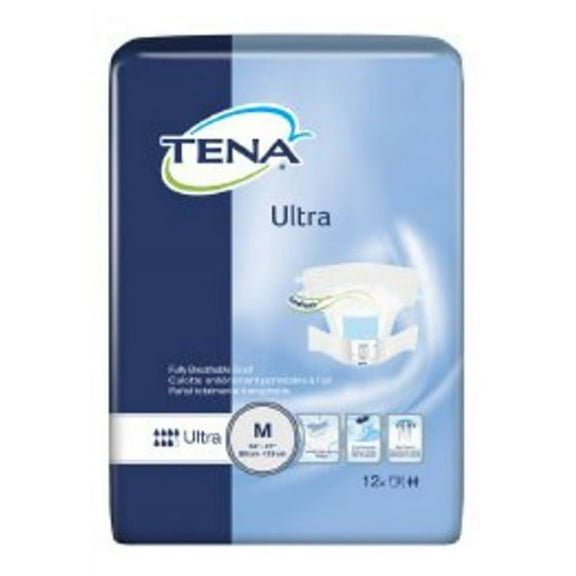 TENA Ultra Adult Brief Tab Closure Medium Disposable Heavy Absorbency, 67252 - Pack of 12