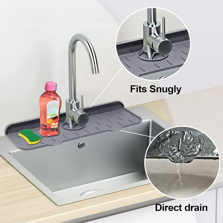 Kitchen Sink Silicone Faucet Mat 2pcs - Sink Protectors for Kitchen Sink -  Bathroom Sink Cover for Counter Space - Silicone Sink Mat for Kitchen