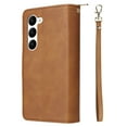 thumbnail image 5 of Allytech Samsung Galaxy S23 Wallet Case with 9 Card Slots & Zipper Pouch for Women Men, Magnetic Closure Kickstand Durable PU Leather Wristlet Strap Folio Flip Luxury Cover - Brown, 5 of 8