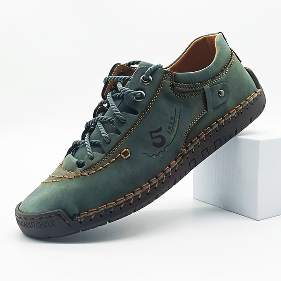 Microfiber Handmade Sneakers Men Vintage Loafers Male Casual Shoes Lace-Up Streetwear for Man Anti-Skip Rubber Outsole Plus Size 40-48