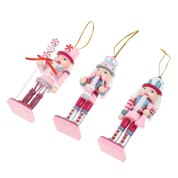 Mobestech 3Pcs Small Wood Nutcracker Christmas Ornaments Unique Festive Decoration