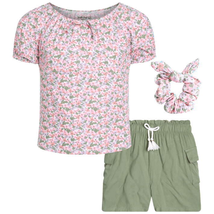 Instagirl Girls' Shorts Set - 2 Piece Short Sleeve Crop Top and Woven ...