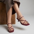 thumbnail image 4 of Cushionaire Maui Strappy Womens Sandals with Kitten Heels – Vegan Leather Square Toe Dress Sandals for Women with Dressy Metal Accent Toe Loop, 4 of 19