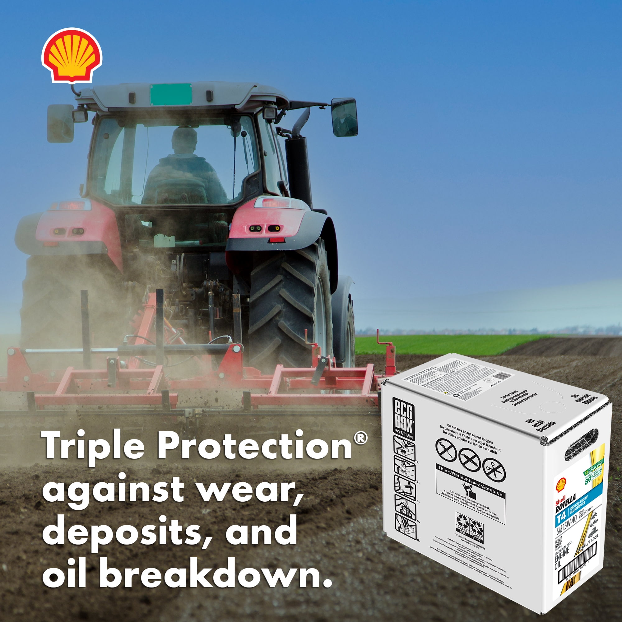 Shell Rotella T4 Triple Protection 15W-40 Diesel Engine Oil, 3 Gallon