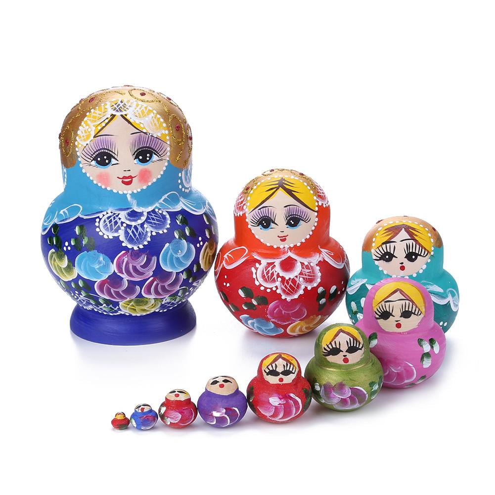 Goefly Matryoshka wooden toys Russian wooden matryoshka dolls Handmade nested dolls for toys gift home decoration ornament