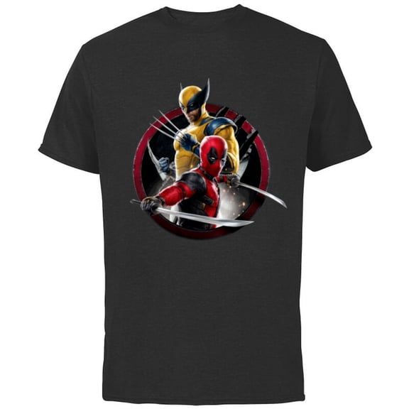 Marvel Studios Deadpool & Wolverine with Claw-Slashed Icon - Short Sleeve Cotton T-Shirt for Adults - Customized-Black