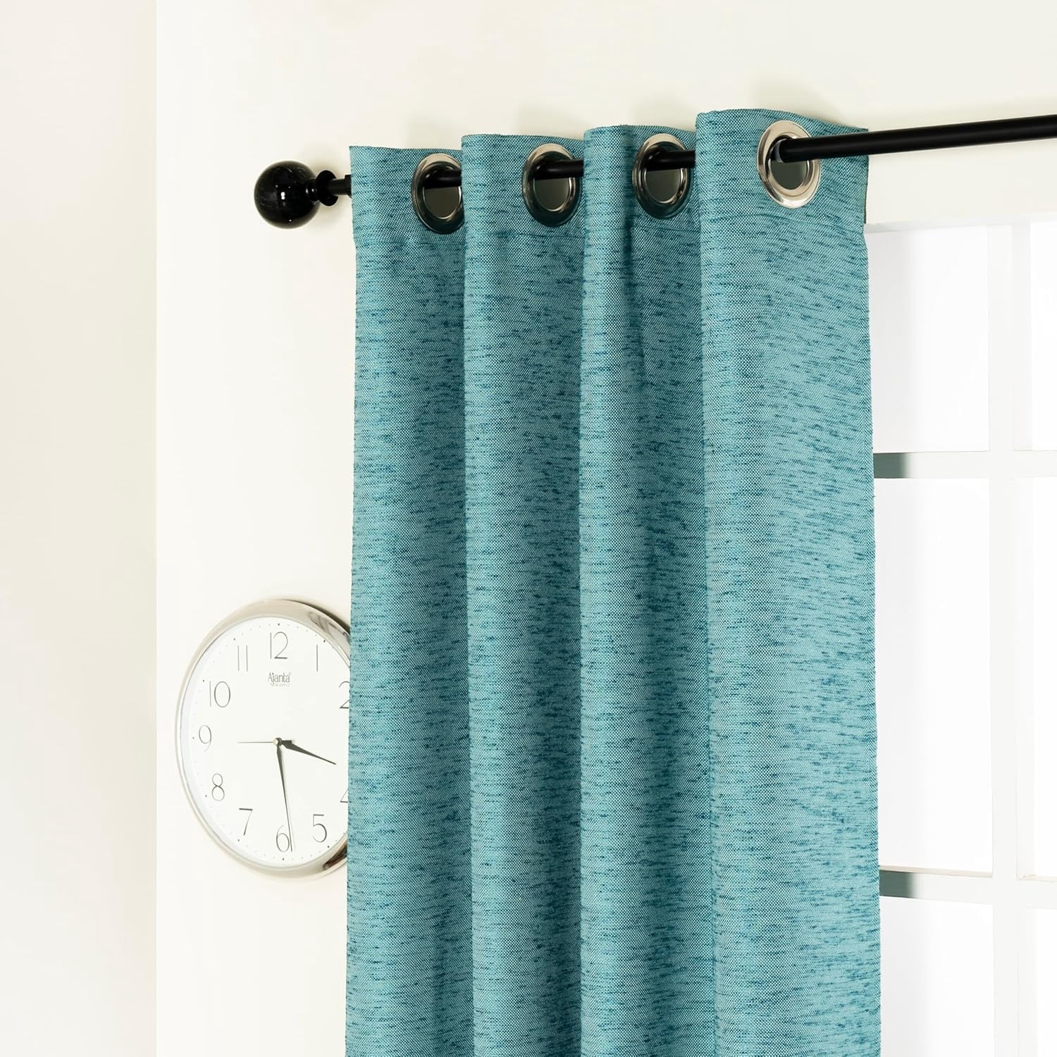 Deco Window Adjustable Curtain Rod for Windows 18 to 44 Inch (Pack of 1) Extendable Curtain Rod with Marble Ball Finial (Black)