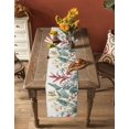 thumbnail image 4 of Yellow Red Floral Burlap Cotton Table Runner 14x72 Inches Long, Tropical Leaves Vintage Farmhouse Table Runners, Outdoor Dining Tablecloths Decor for Baby Shower/Party/Wedding, 4 of 6