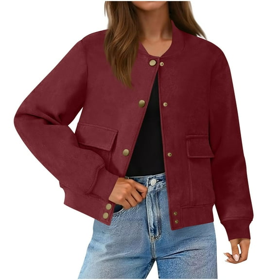 Leather Jacket Sevevn Women's Solid Color Fashion Jacket Leather Coat Deerskin Velvet Temperament Neck Short Coat