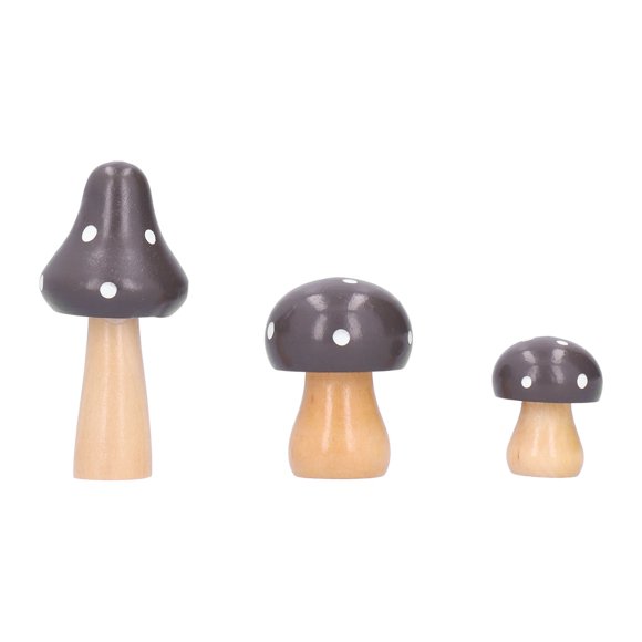 Oeuvre d'art en bois 3 pièces/ensemble champignon artisanat innovant ornements en bois mignon décoration de bureau maison bureau marron