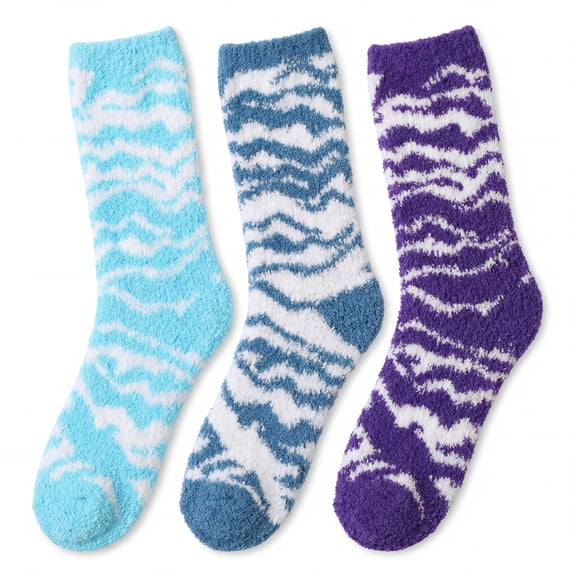 Colorfut Women's 3-Pairs Cozy Microfiber Anti-Skid Soft Fuzzy Crew Socks FZ46-A