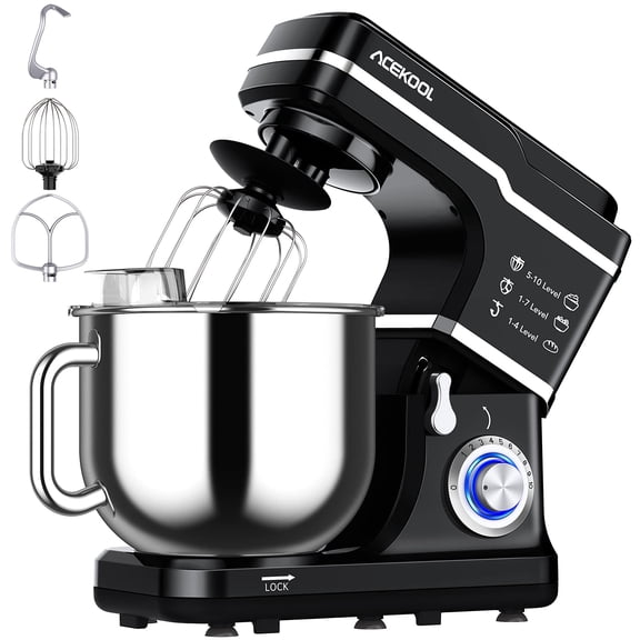 Stand Mixer, 6.7-Quart Electric Food Mixer with 10 P Speeds,Tilt-Head Kitchen Mixer with Dough Hook, Whisk & Beater, Large Capacity Bowl for Baking, Cake, Bread