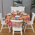 thumbnail image 2 of Pioneer Flower Floral Print Pattern Round Tablecloth 60"x60",Wrinkle Wipeable Table Cloth for Kitchen Dining Room Picnic Patio Party, 2 of 6