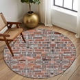 thumbnail image 2 of Round Rugs 7Ft, Red Brick Wall Round Area Rug Washable Indoor Throw Carpet, Vintage Farmhouse Stone Rocks Geometric Print Large Non Slip Circle Rug for Dining Room Playroom Home Decor Aesthetic, 2 of 8