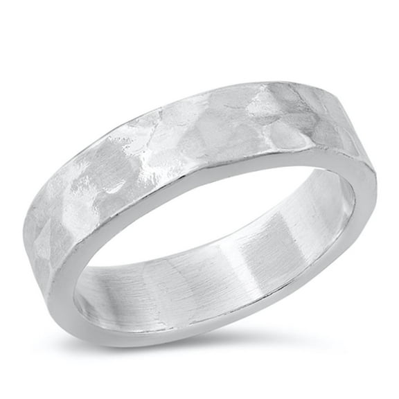 Vintage Hammered Finish Ring .925 Sterling Silver Band Jewelry Female Male Unisex Size 9