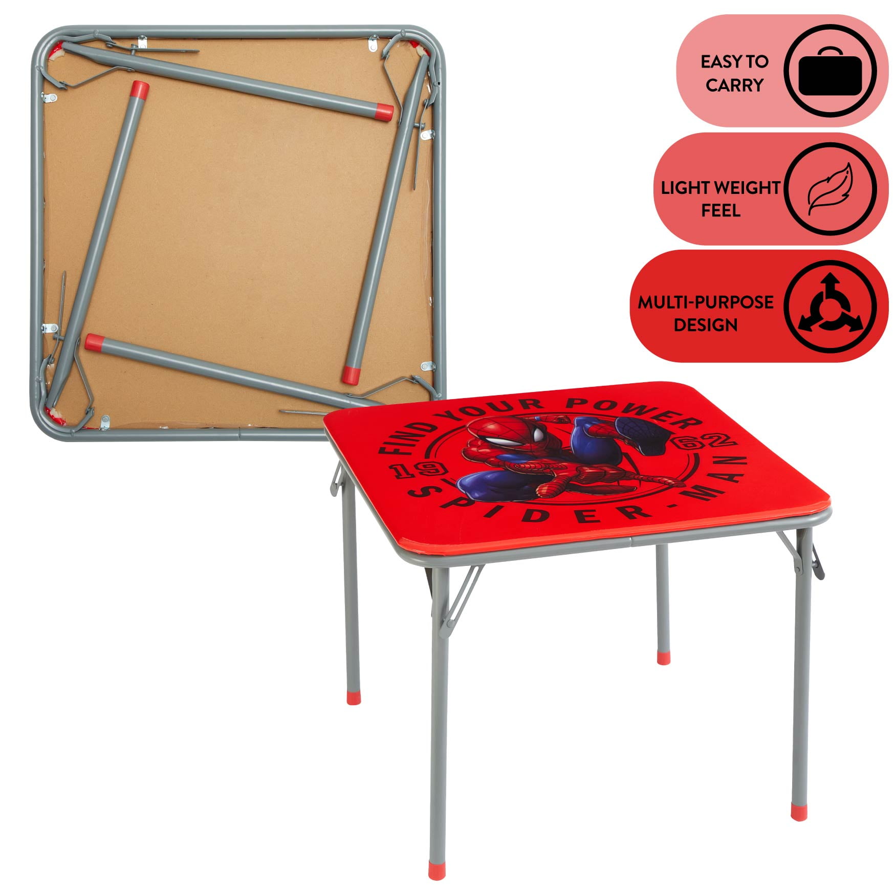 Marvel Spiderman Kids' 3-Piece Table and Chairs Set, Red