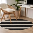 thumbnail image 4 of Round Area Rug 3 Ft, Black White Striped Washable Non-Slip Circle Carpet for Living Room/Bedroom, Farmhouse Vintage Shabby Chic Wood Grain Low-Profile Small Floor Mats Collection Rugs for Indoor, 4 of 8