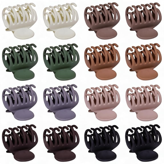 16 Pcs Solid Color Hair Claw Clips, Small Geometric Shark Barrettes, Ins Style Ponytail Hair Catch Accessories For Women Daily Hairstyle
