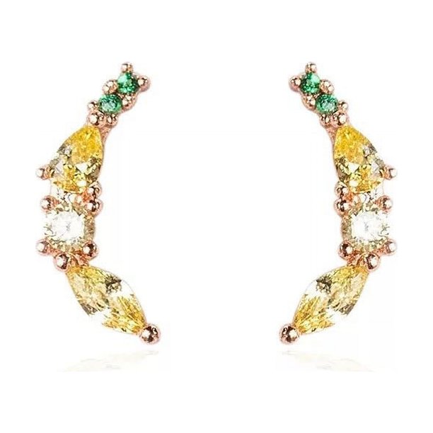 Pendientes de estilo lindo con forma de fruta tropical, pendientes de circonita con incrustaciones de diamantes para mujer, joyería de plata 925 con pasador en vivo