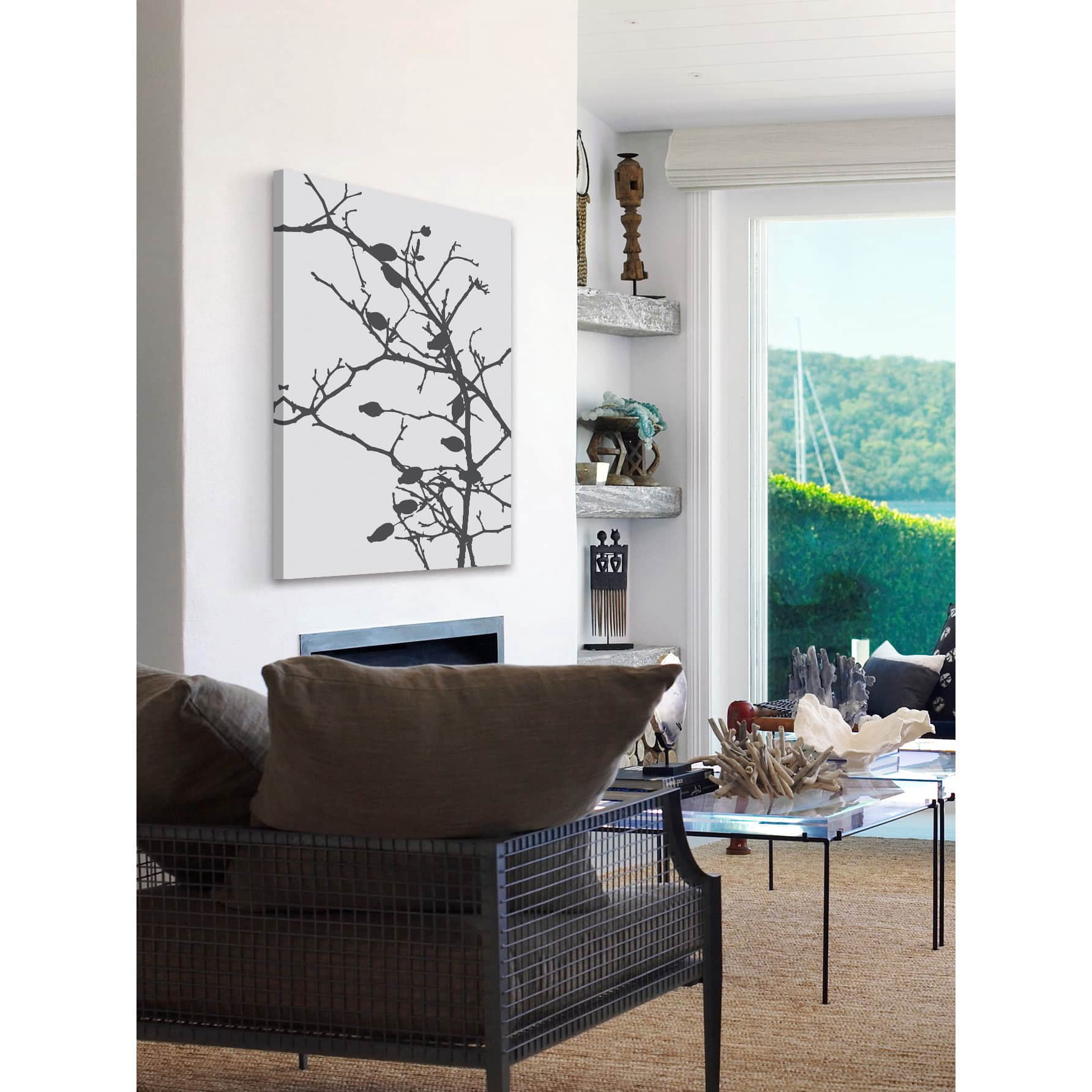 Marmont Hill "Grey Leaves" by Katarina Snygg Painting Print on Wrapped Canvas