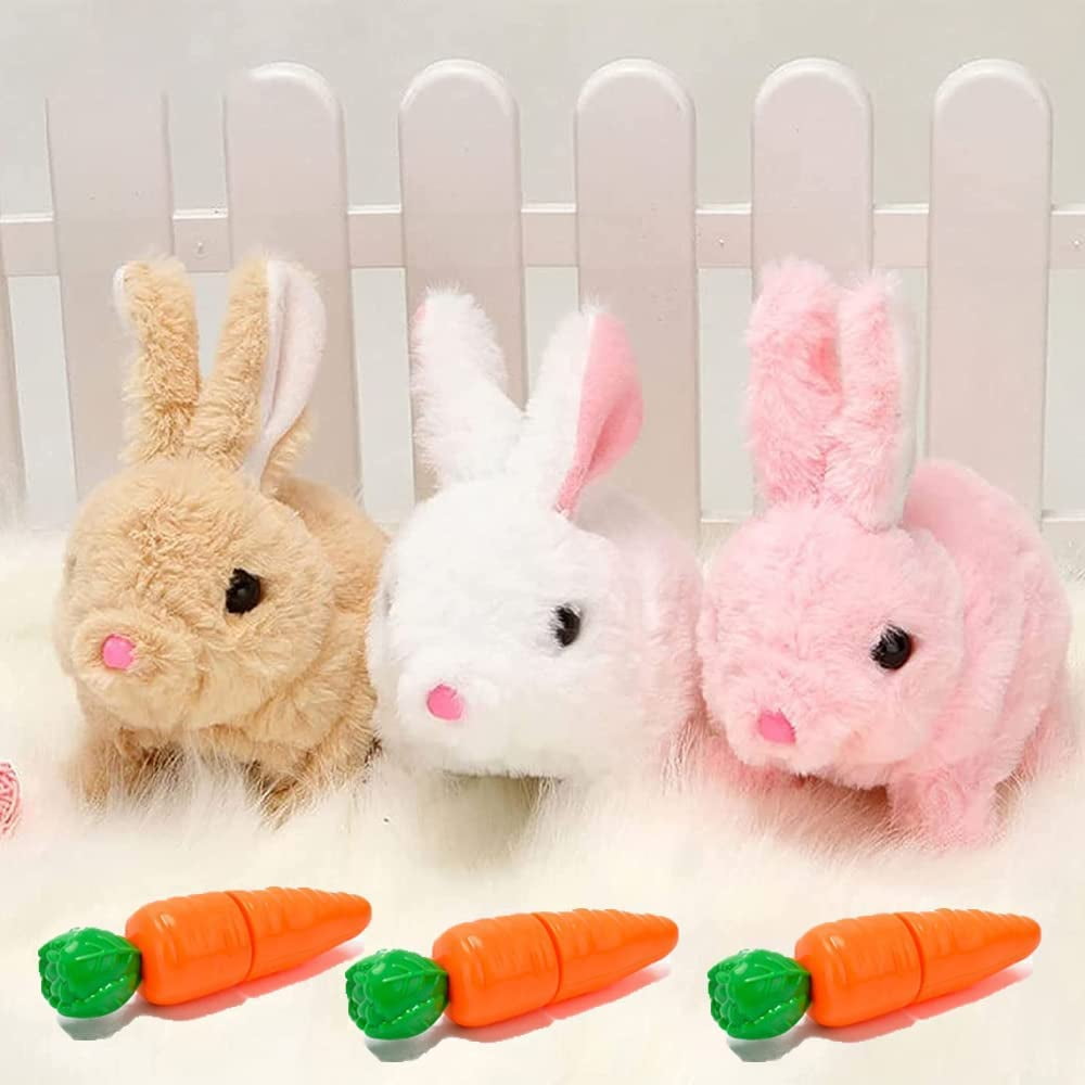GETNOIVAS Electric Easter Plush Bunny Toys with Carrot, Bunnies Can ...