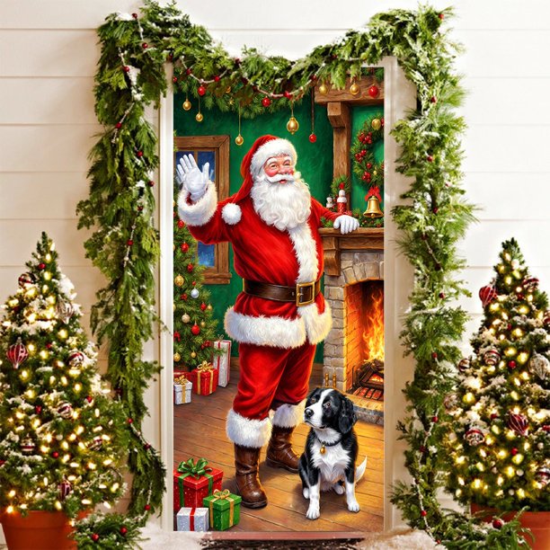 35 X 72 Inch Christmas Door Cover Christmas Door Curtain Christmas Day Door And Wall Decoration Festival Party Decoration