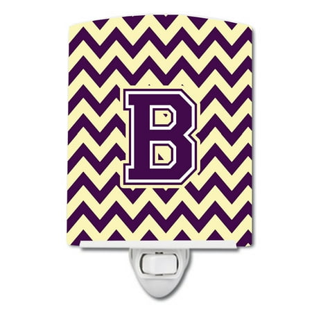 

Caroline s Treasures CJ1058-BCNL Letter B Chevron Purple and Gold Ceramic Night Light 6x4x3 multicolor