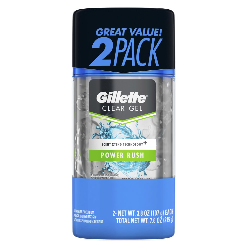 Gillette Clear Gel Power Rush Antiperspirant Deodorant 3.8 oz, 2 Pack