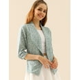 thumbnail image 2 of Doublju Women's Ruched 3/4 Sleeve Open Front Blazer Jacket with Plus Size, 2 of 3