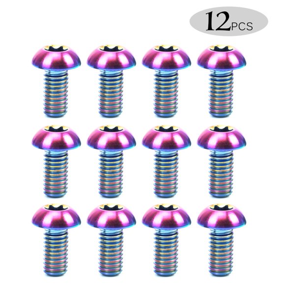 RISK 12PCS M5×10mm Disc Disk Brake Rotor Bolts T25 Torx Titanium TI MTB Bicycle Bottle Holder Bolt Bike Water Bottle Cage Screw