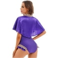 thumbnail image 3 of Zaldita Women's Princess Drama Show Costume Deep V Mesh Splice Leotard Bodysuit with Cape Outfit Purple XXL, 3 of 7