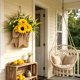 thumbnail image 2 of Guirnalda de girasoles para decoración de pared,cesta de flores colgante,adorno floral artificial para la decoración del hogar en primavera,girasol de plástico realista para colgar en la puerta, 2 of 6